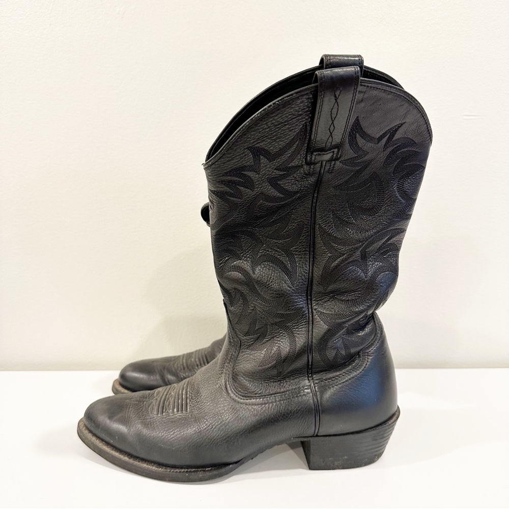 Ariat Men's Heritage R Toe Black Deertan Leather Western Cowboy Boots 9.5 EE